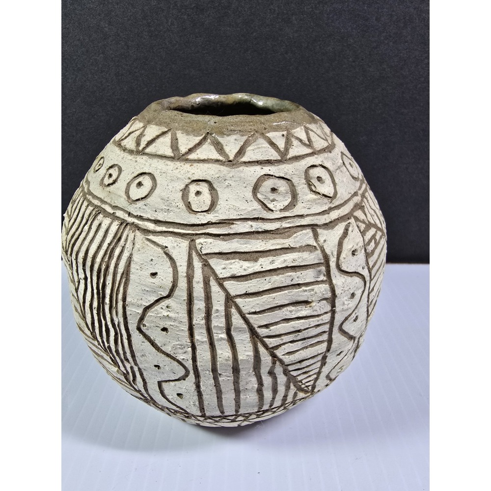 Folk Art Pottery Vase, Unique, Perfect Piece Decore, Handmade With Love, America